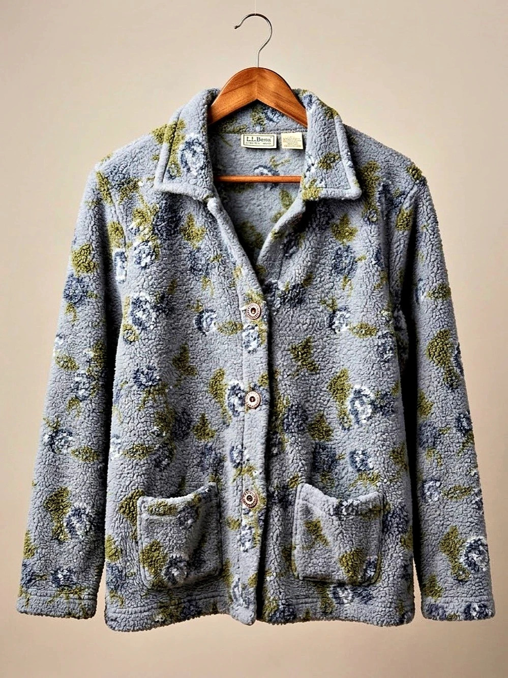 L.L.Bean Vintage Floral Fleece Button Jacket Shacket Size M